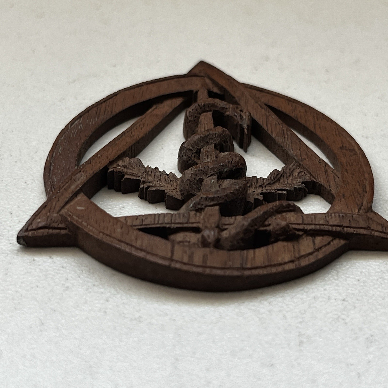 Vintage 2 Inches wooden carved medical Dentistry emblem