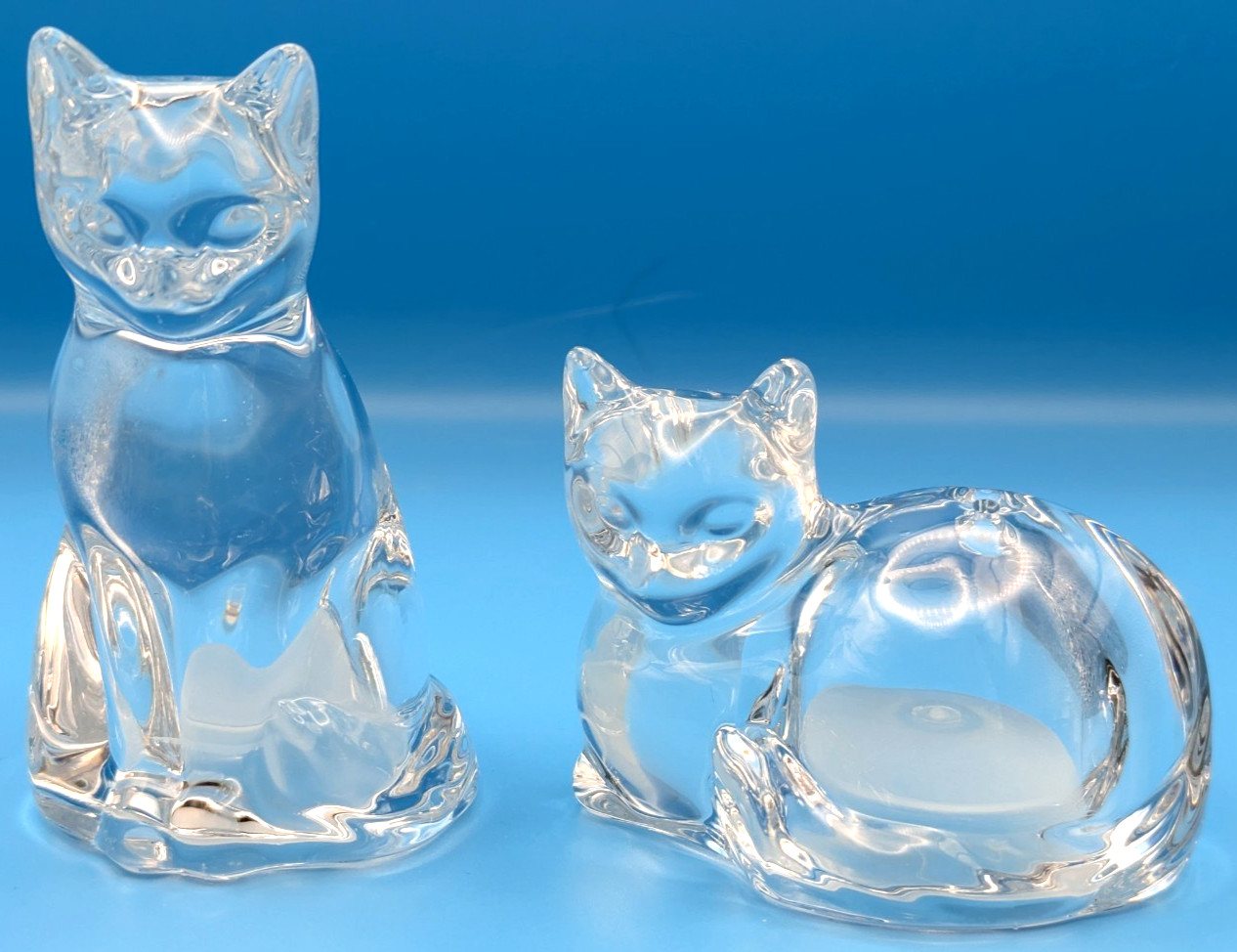 Vintage Gorham Clear Crystal Cat Salt & Pepper Shakers Set Made in Germany