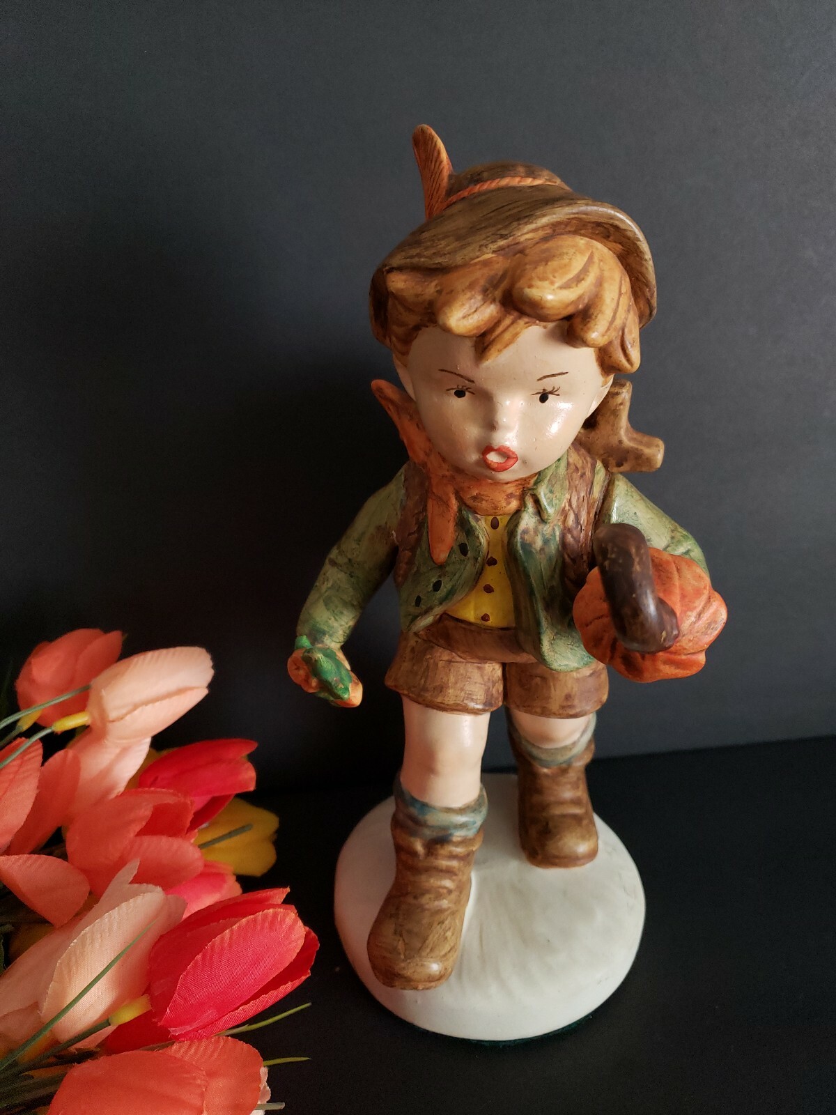 Jumbo Hummel Like German Boy Figurine – Identity Unsure – Mountaineer 10.5″