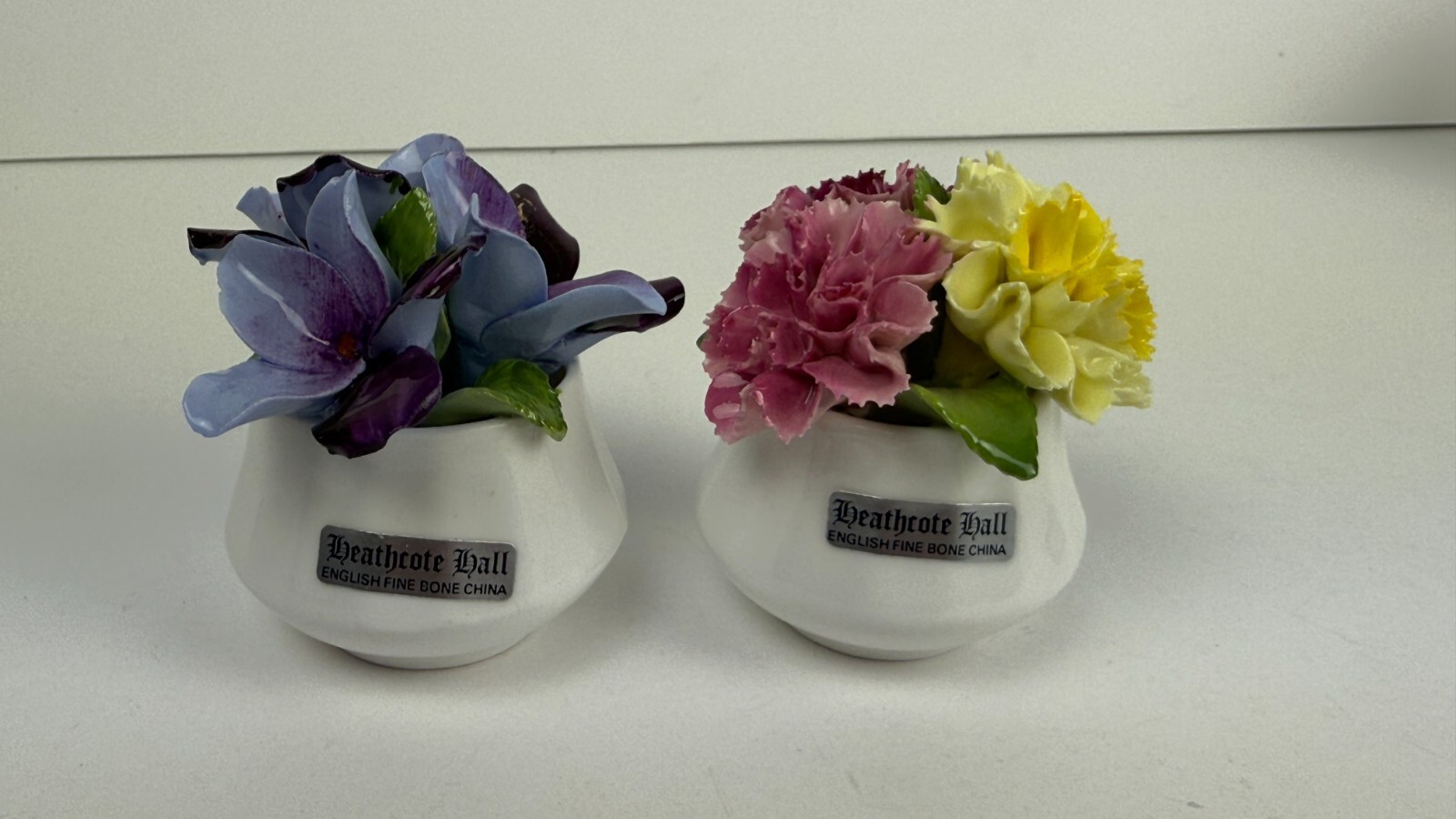 2 – Heathcote Hall English Fine Bone China Flowers in Flower Pots