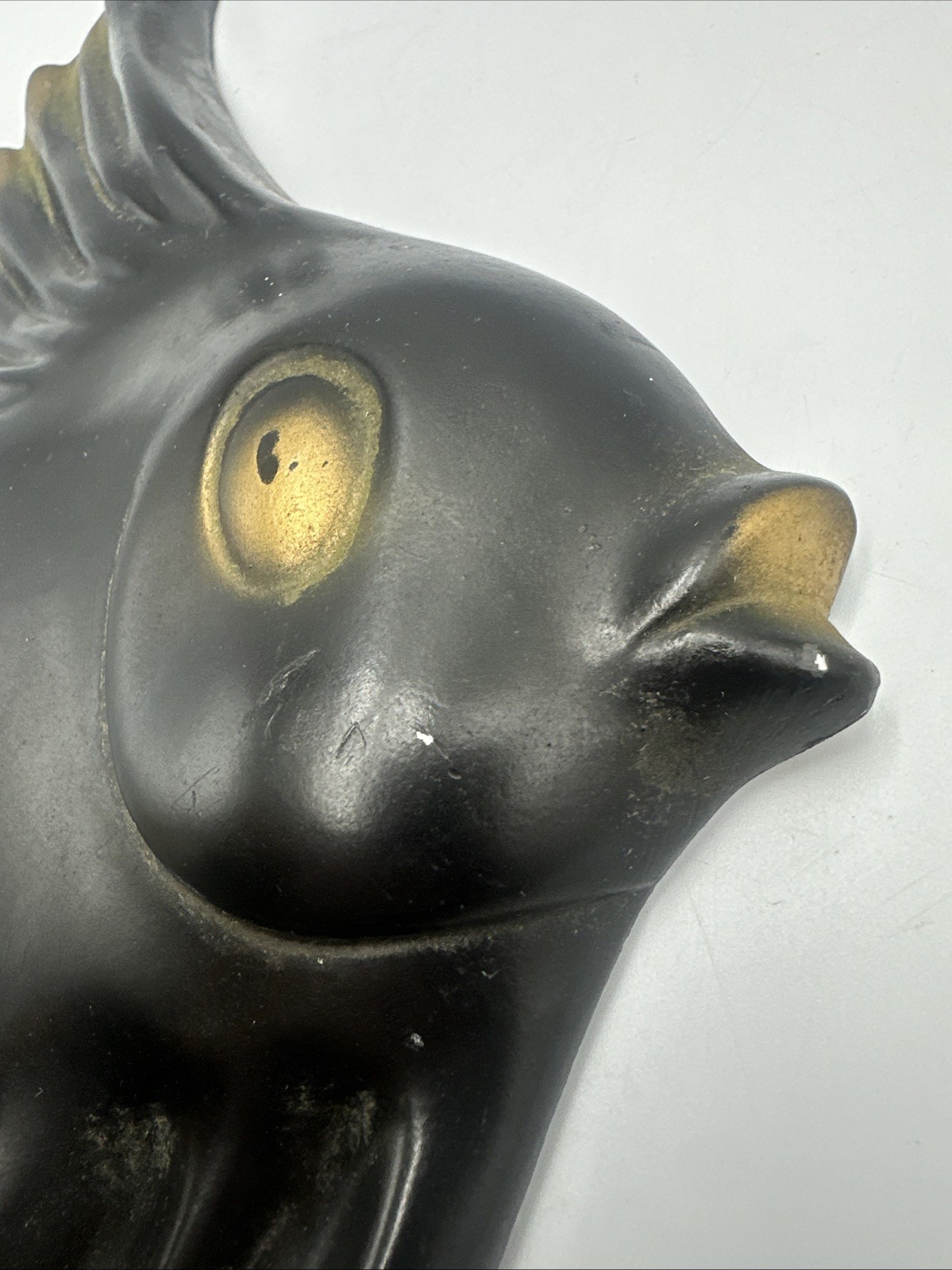 Miller Studio Large Chalkware Fish Black Gold MCM Wall Sculpture Bathroom Decor