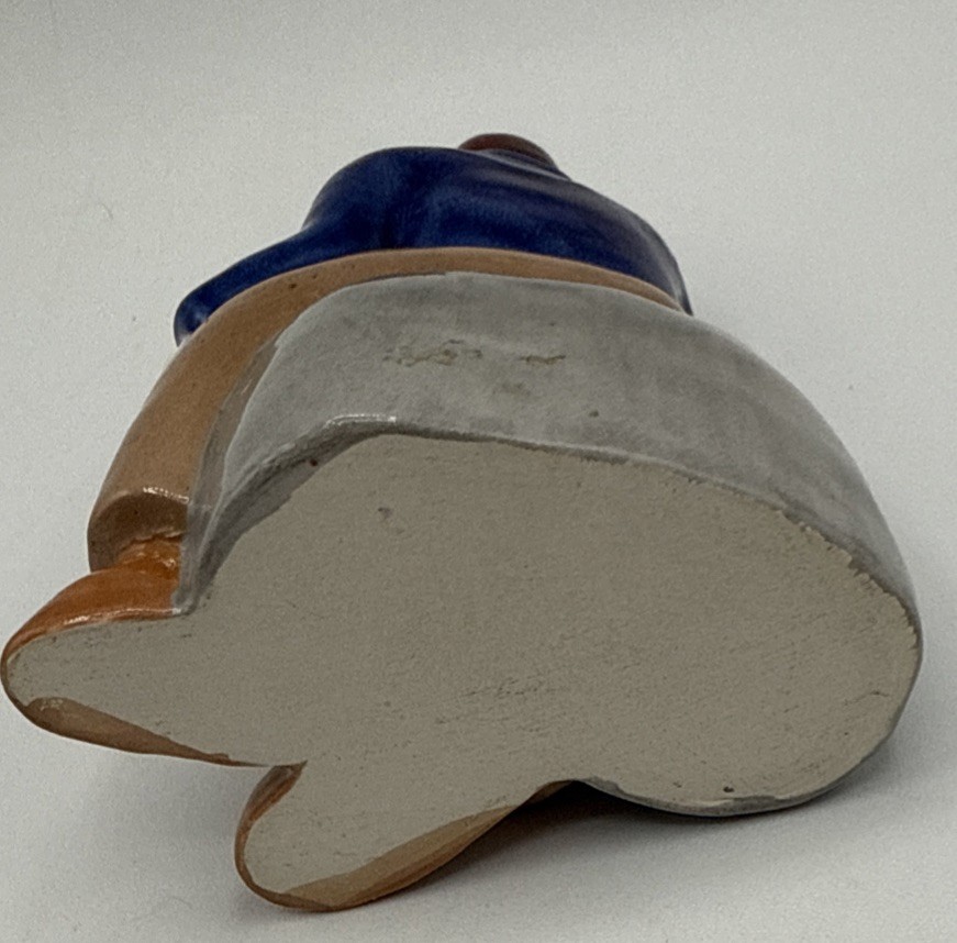 Vintage Chalk Ware Man Sitting On Rock Figurine 4 Inch