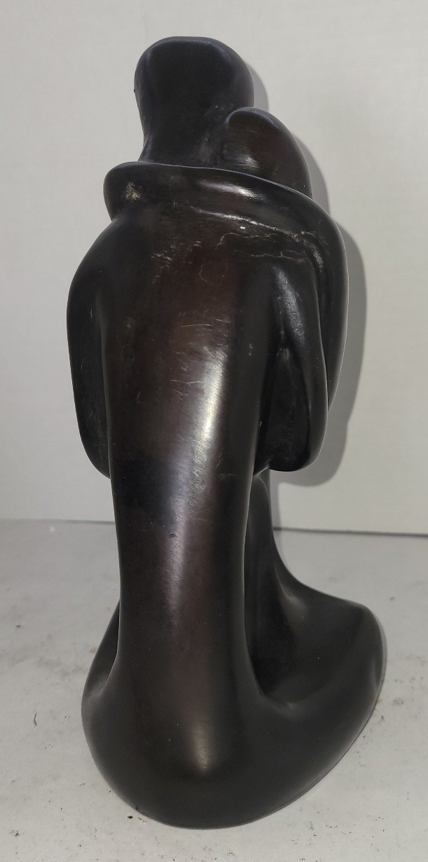 Vintage Modernist Parent Child Molded Resin Figurative Sculpture 9″tall
