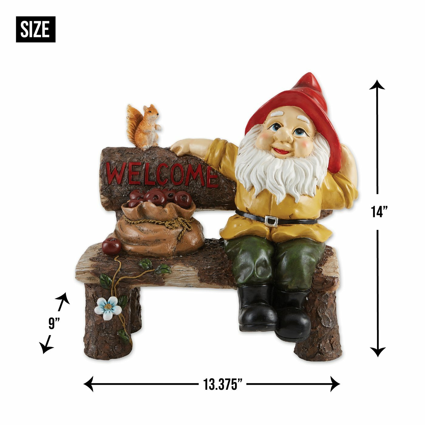 Multicolor Polyresin Garden Gnome Greeting Sign Statue Indoor Outdoor Decor