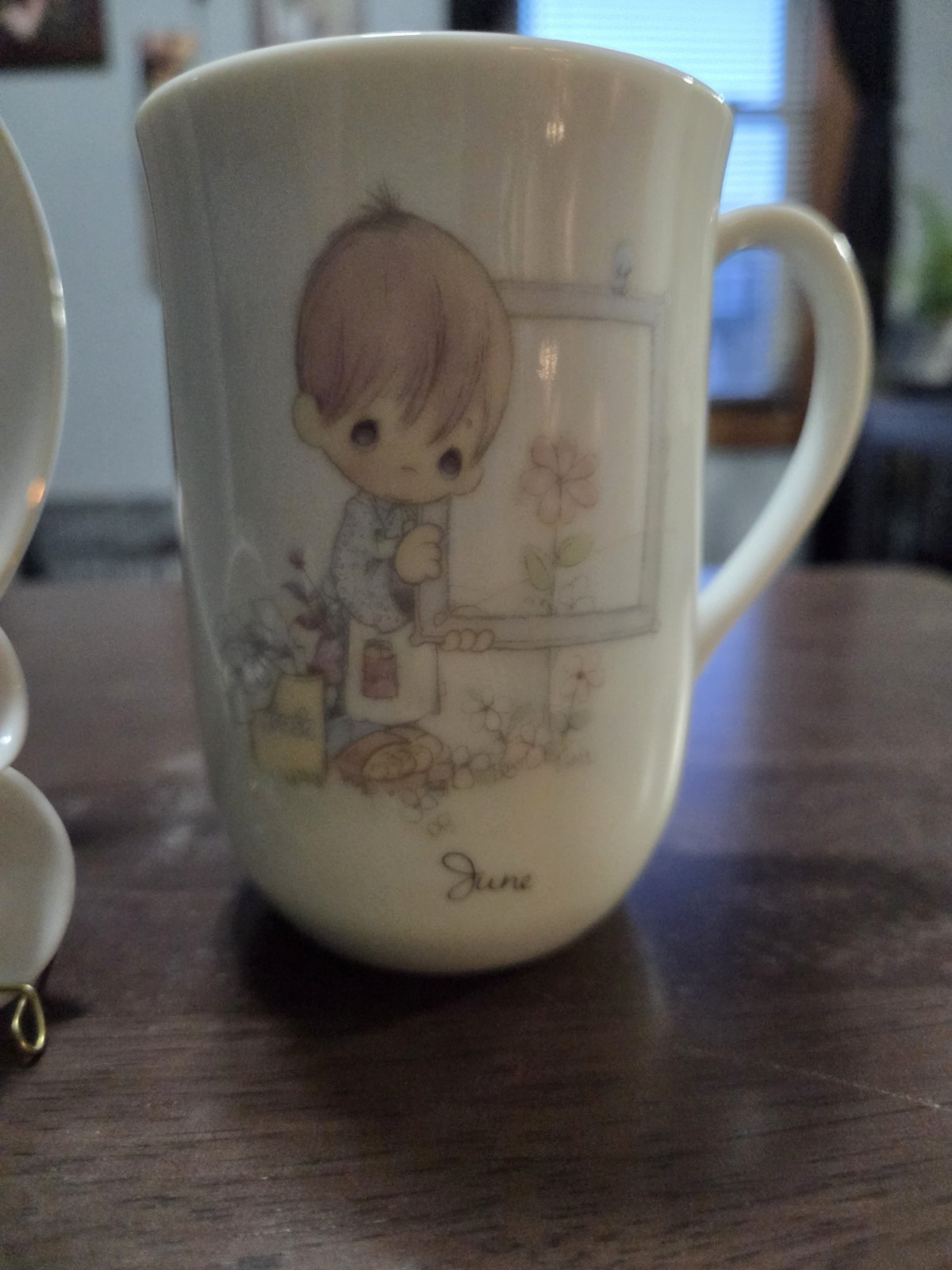 Vtg 1983 Precious Moments JUNE Birthday Set – Plate, Mug, & Mini Cup/Saucer Enes