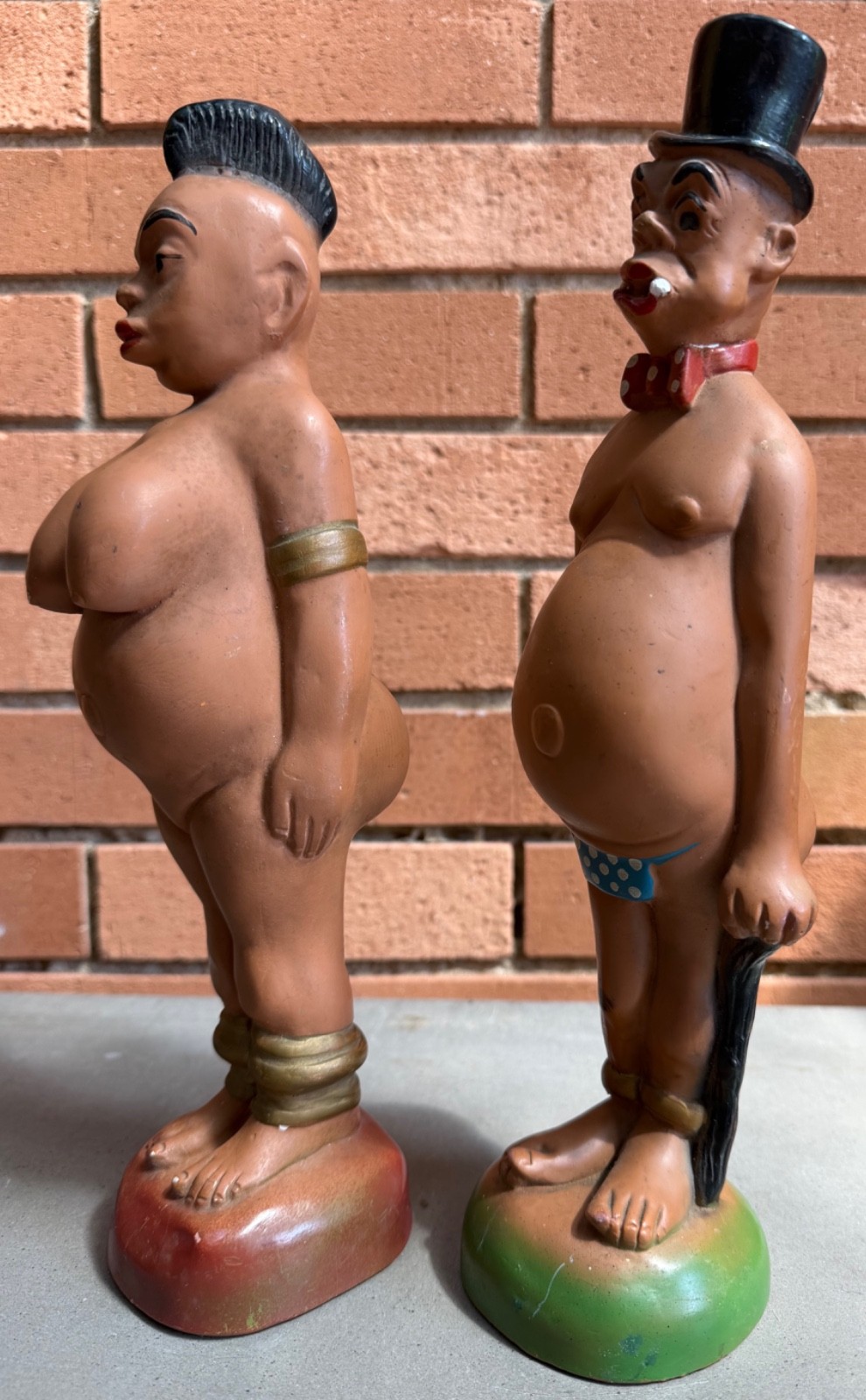 Vintage Carnival Prize Chalkware Figures Male Female Plaster of Paris People