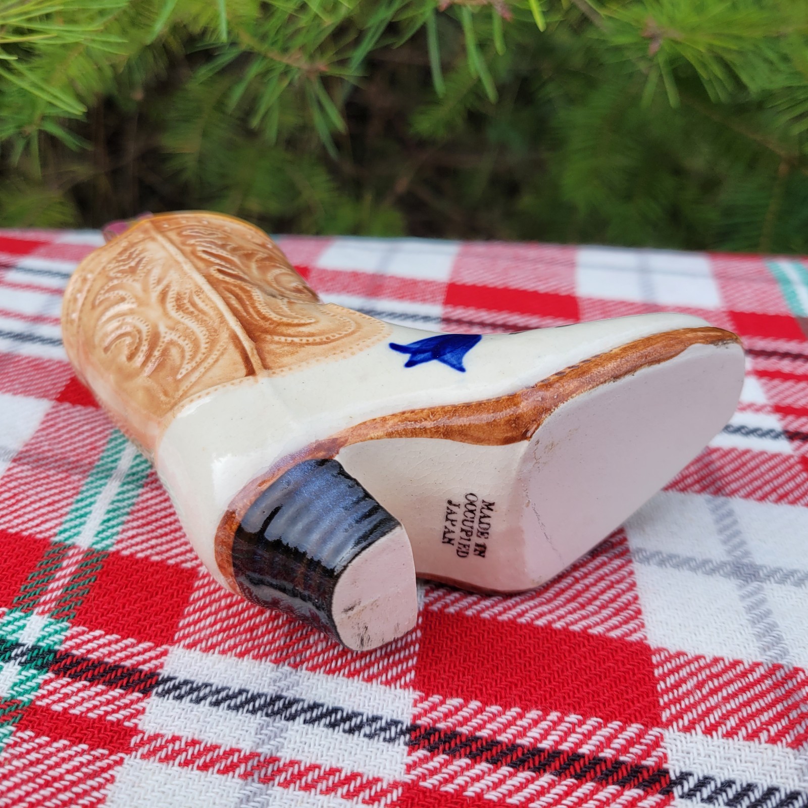 Cowboy Boot Toothpick Holder Mini Vase Vtg 1940s Occupied Japan Western Decor