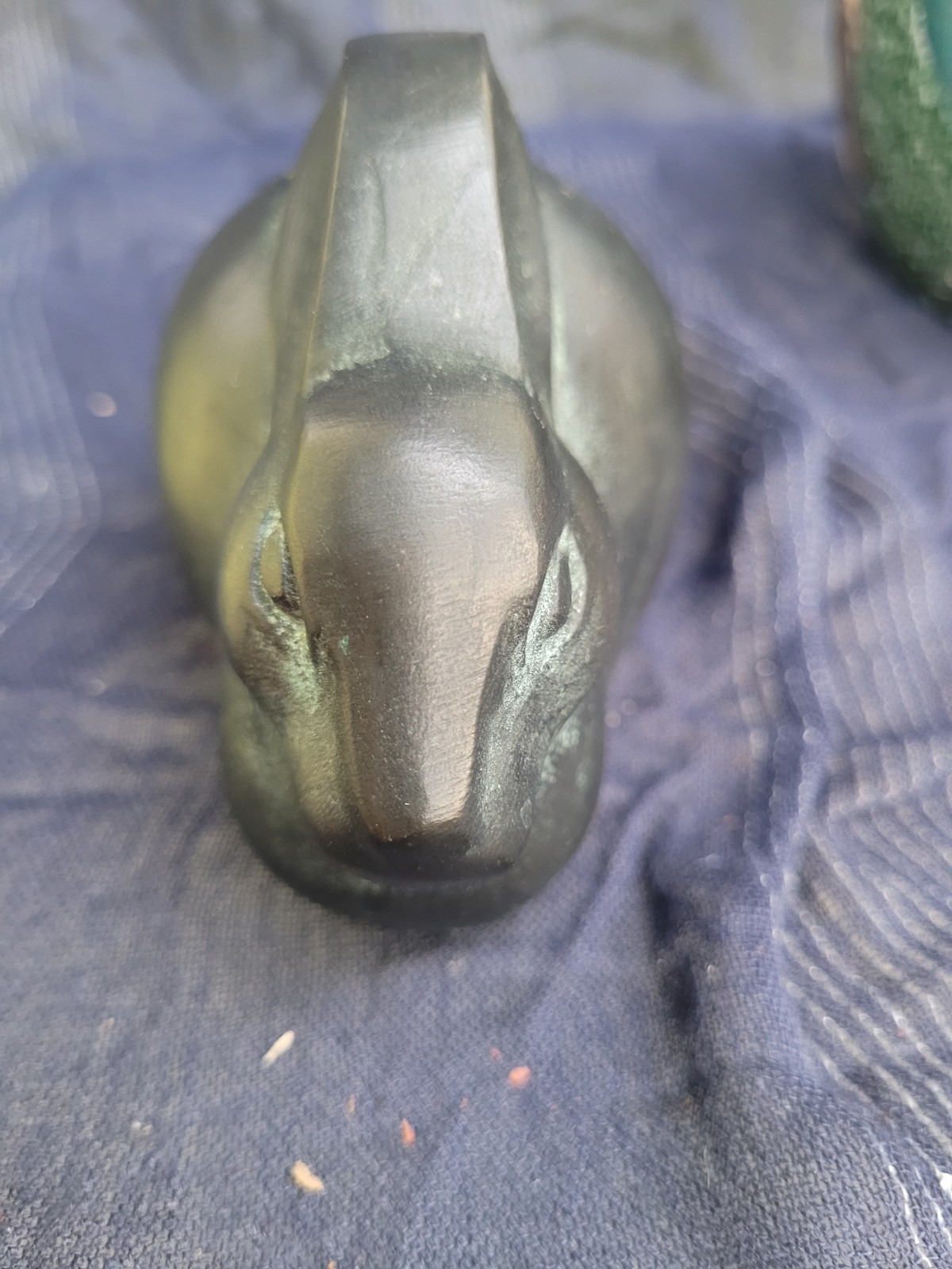 Black Metal bronzed Rabbit Figurine Animal Collectible Decor for Adults