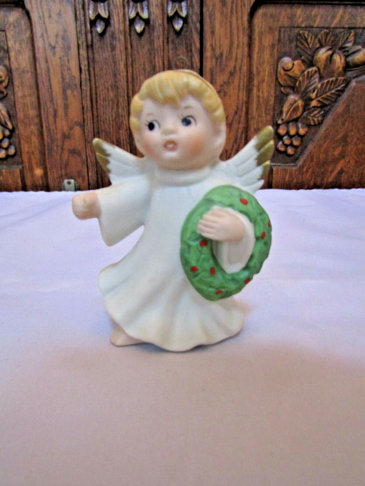 Vintage Ceramic Holiday Christmas Ornament- Angel ~ 3.0” H