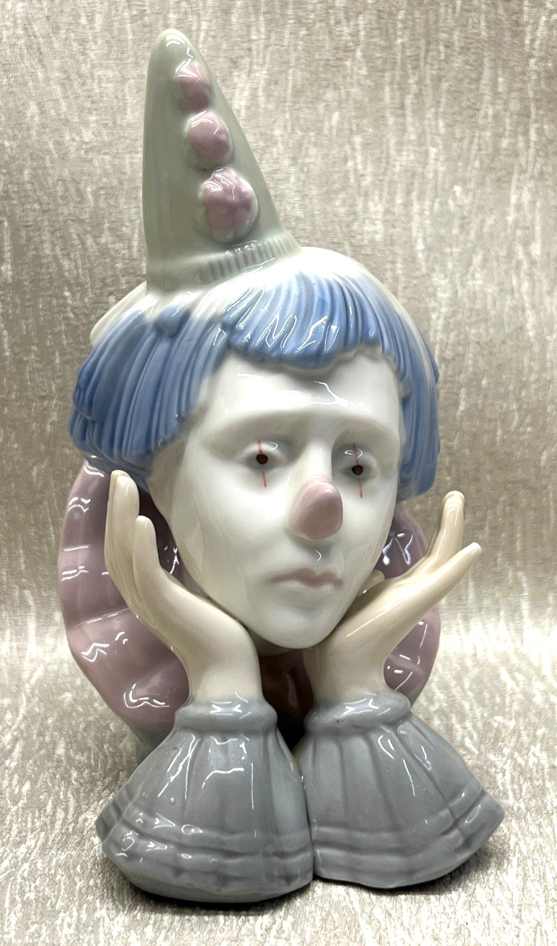 Retired Meico Paul Sebastian Porcelain Soft Pastels Blue Sad Clown Figurine 7″