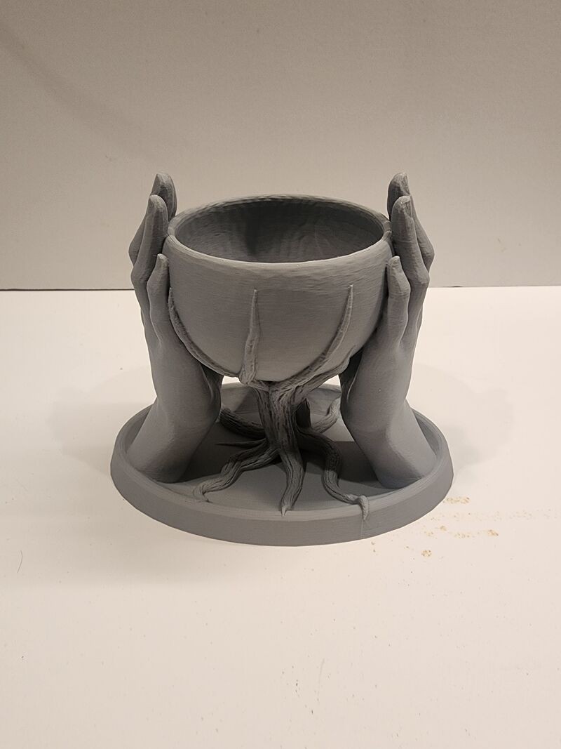 3D Printed Gothic Fantasy Hands Bowl Planter Succulent Pot Gray PLA Decor gray N