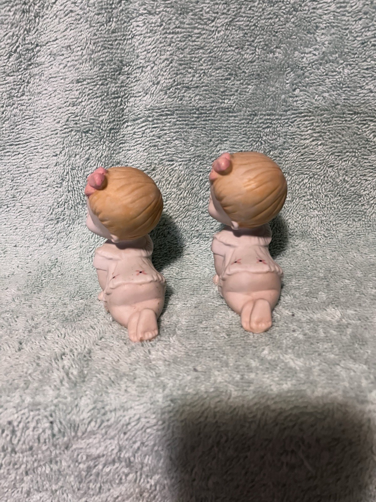 Lot of 2 Vintage Bisque Porcelain Piano Baby Figurines