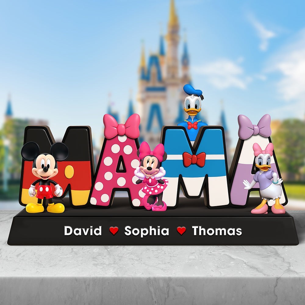 Personalized Disney Mom Grandma Kids Grandkids Acrylic Plaque Wooden Block Decor