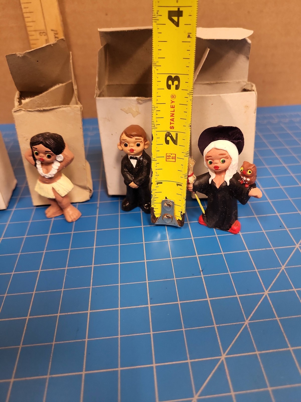 Vintage Miniature Character Figurines Set 8 Original Boxes Resin Decor 3 inch