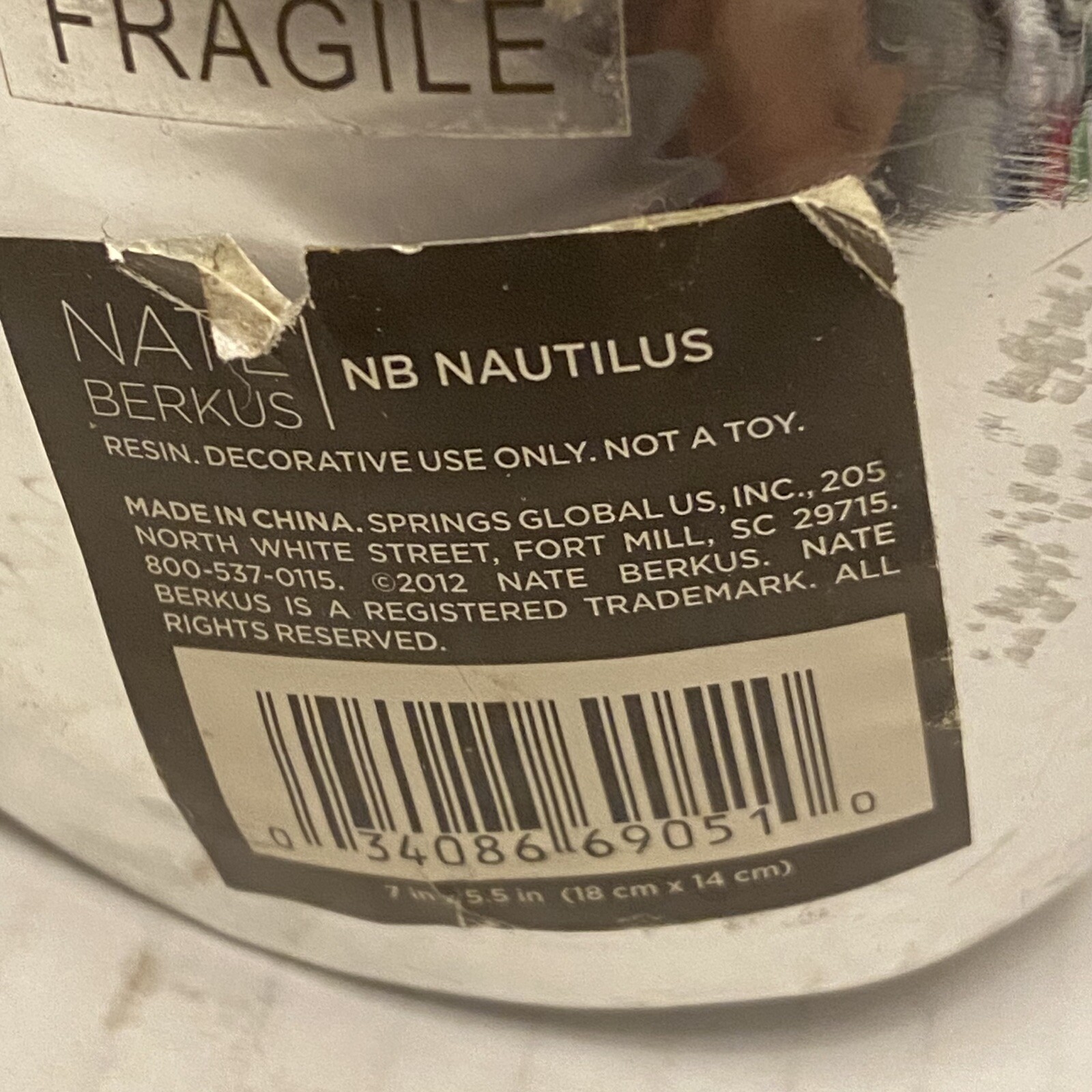 Nate Berkus Nautilus Silver Tone Shell Objet d’Art Figure Home Decor