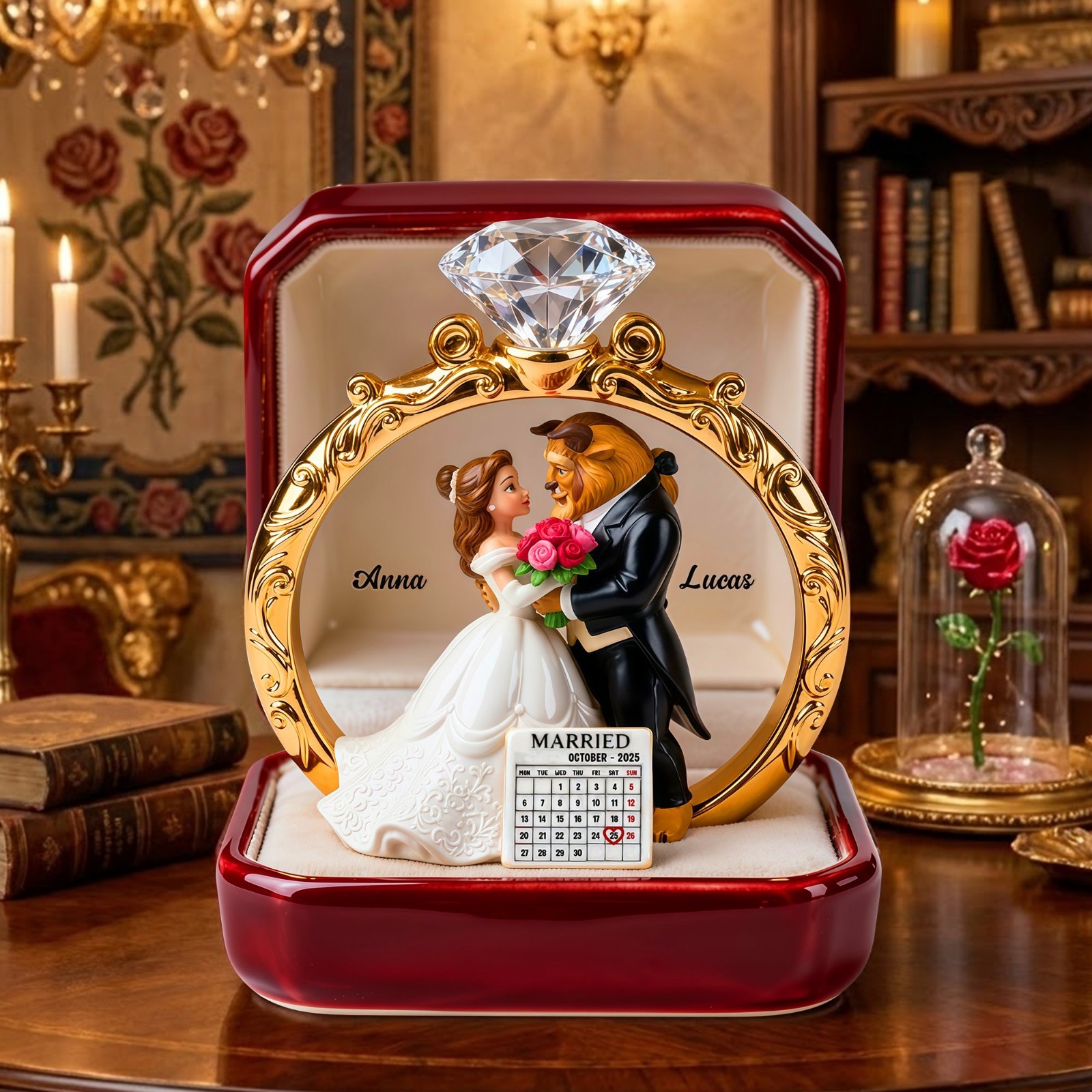 Personalized Belle Beauty And The Beast Acrylic Plaque Wooden Block Desk Decor