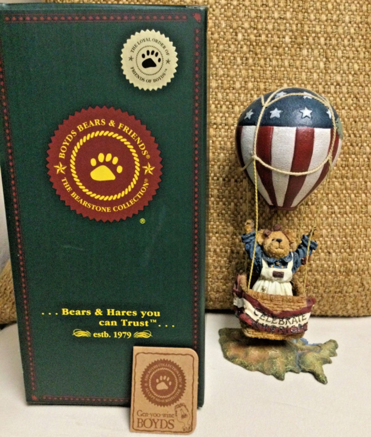 Boyds Bears “Betsy B Bearamerica Celebrate America” Hot Air Balloon USA Map Base