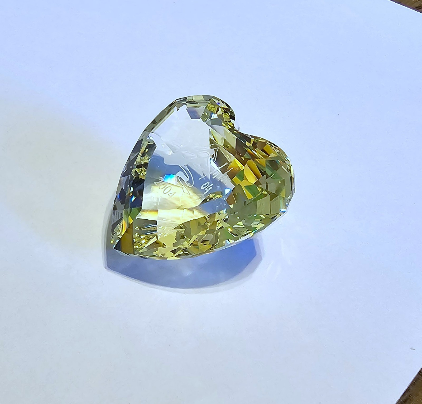 💛 Swarovski Crystal *ARTIST SIGNED* 2004 Yellow Anna Ballet Shoe Heart Figurine