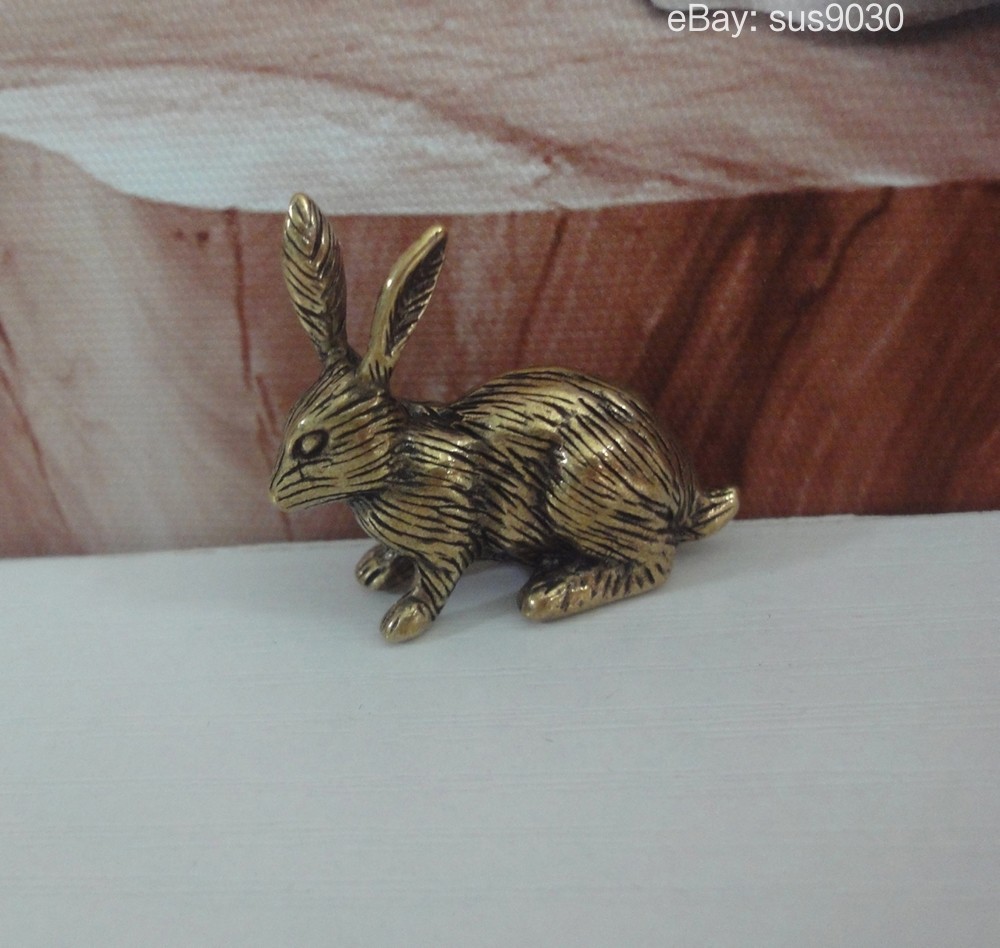 Solid Brass Rabbit Figurine Ornament: Home Decor Statue