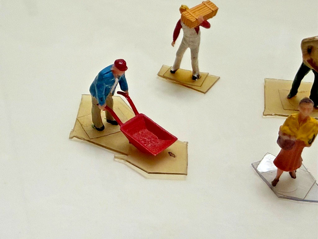 Vintage Miniature Hard Plastic People Figurines Lot of 7, Diorama, Trains, Doll