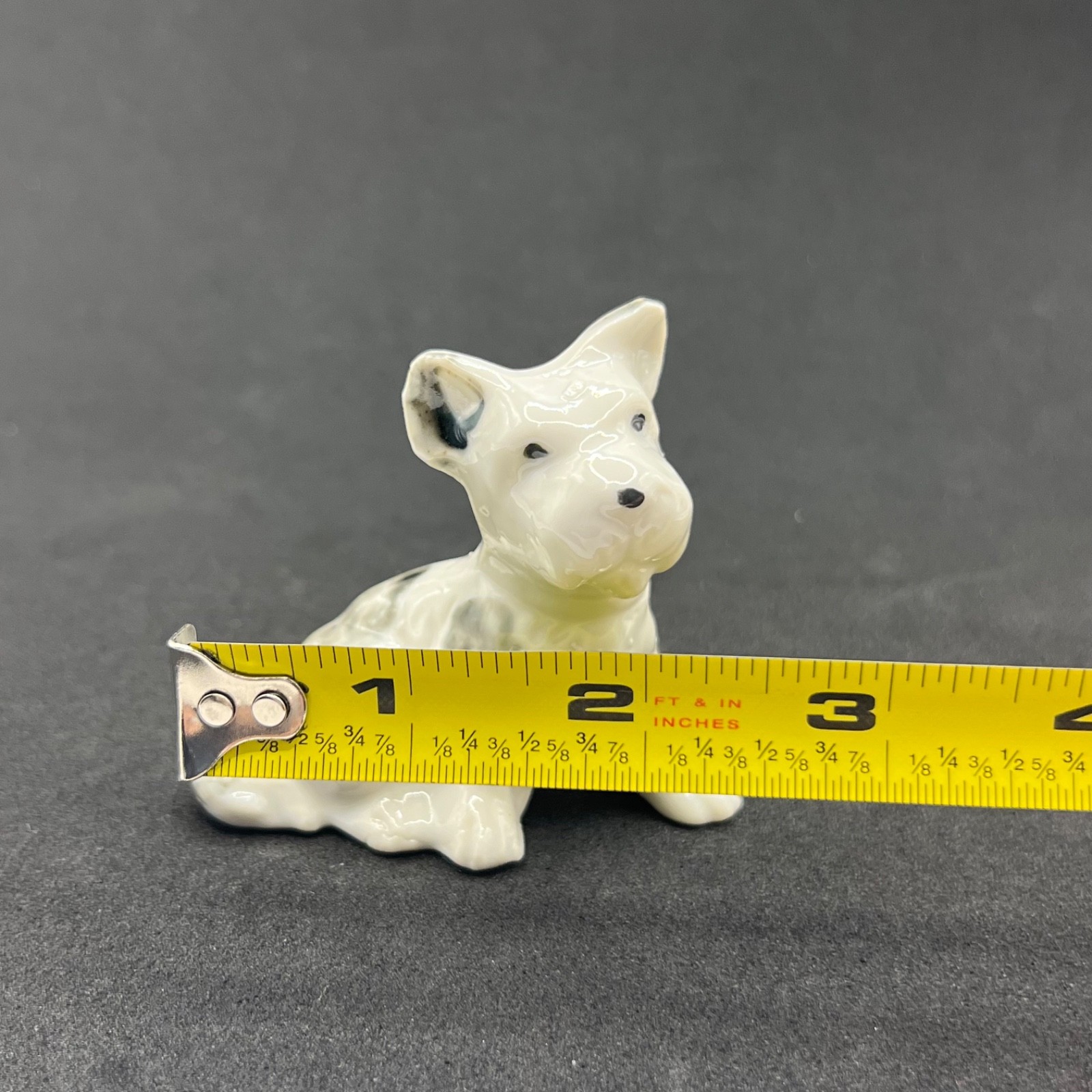 Scottish Terrier Miniature Porcelain Figurine Vintage Japan White Scottie Dog