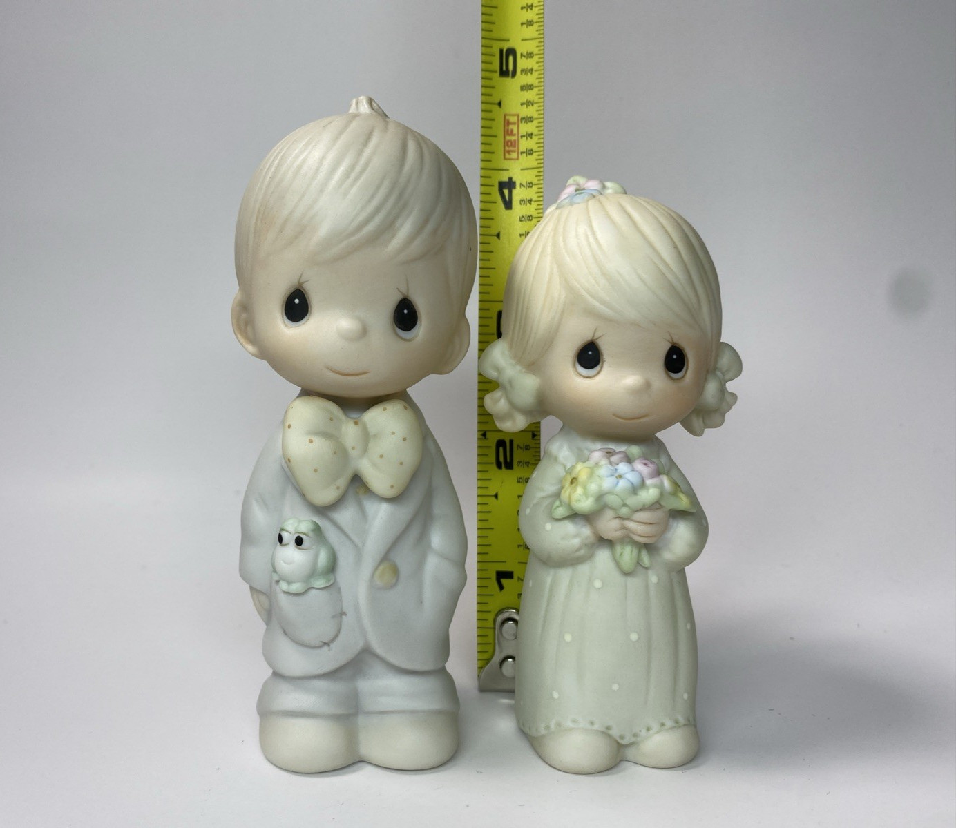 Precious Moments #E2836 & E2845 – Best Man and Junior Bridesmaid – Enesco 1983