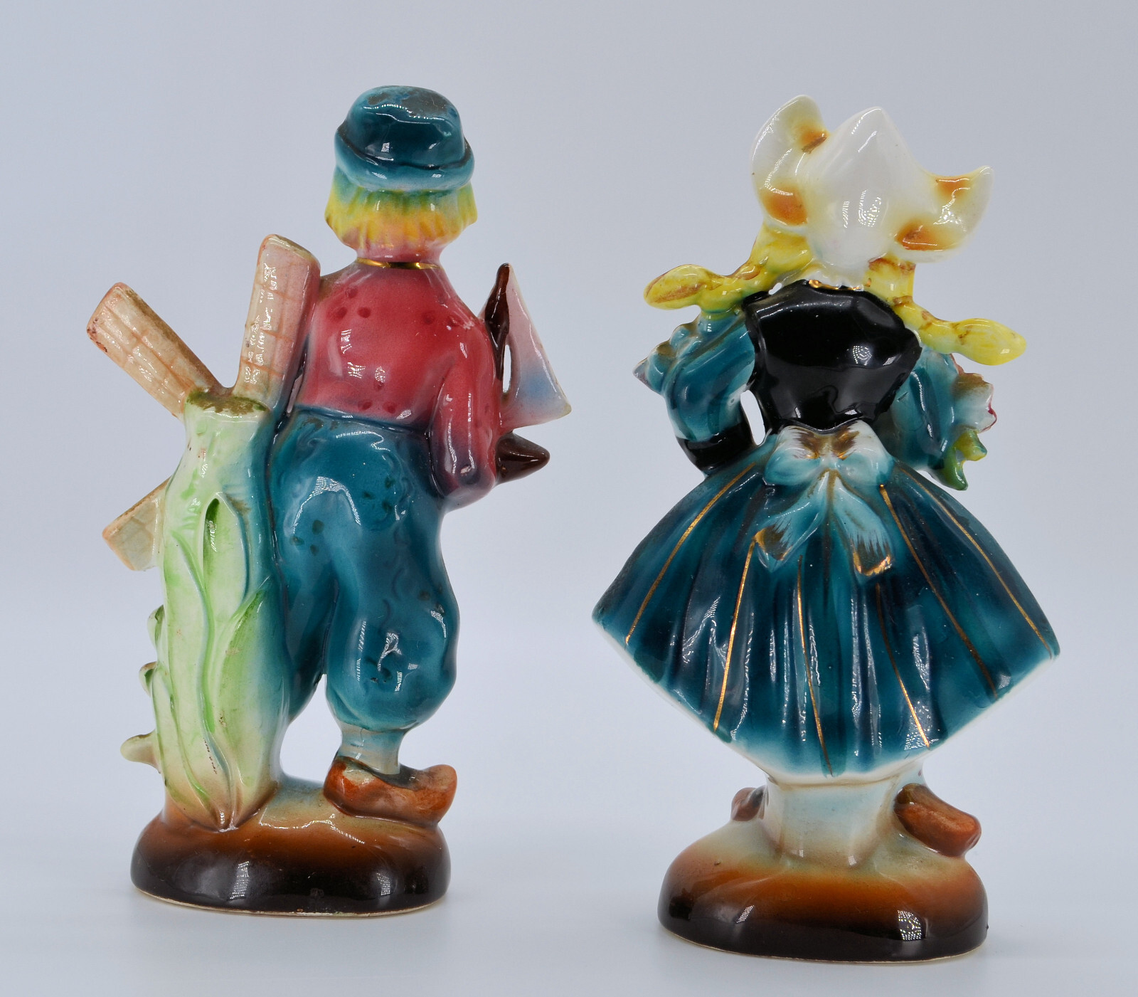 Ries Japan Dutch Boy & Girl Ceramic Figurines 8-½” Tall G-3