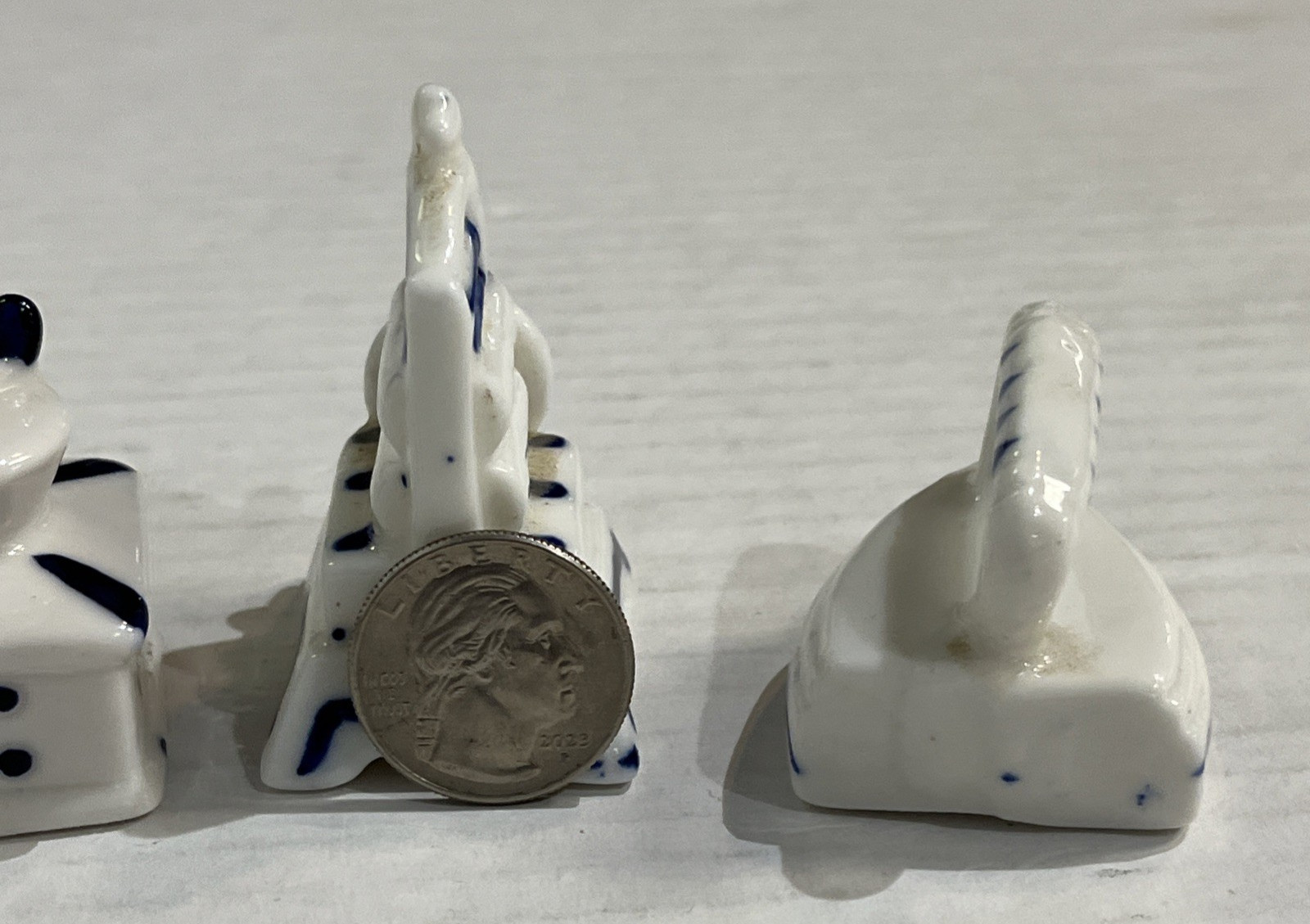 Vintage UCGC Porcelain Miniature Shelf Sitter Lot Wash Ringer Iron Teapot Coffee