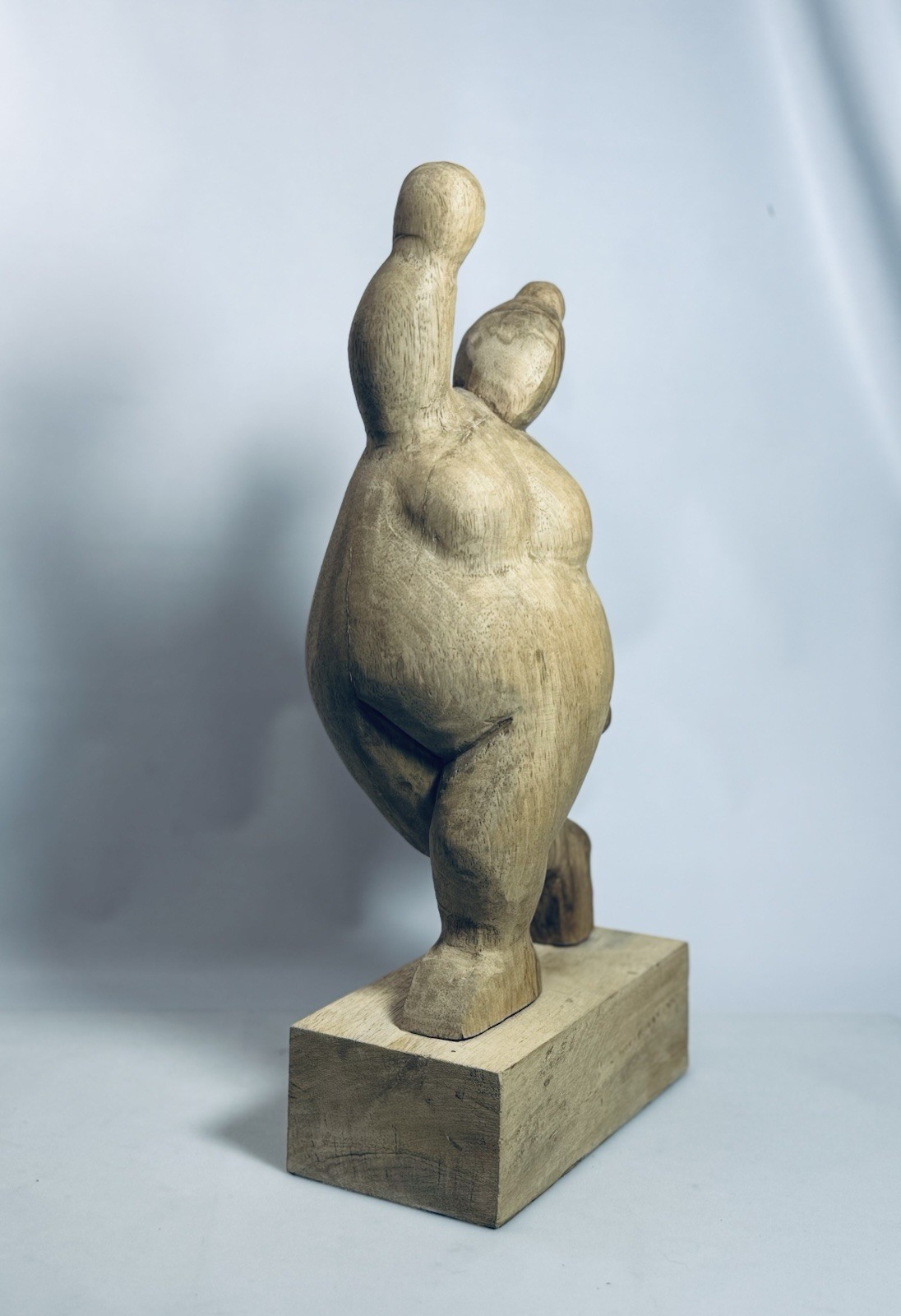 17” Tall! Wooden Fat Lady Dancing Dancer Wood Sculpture Body Positive Figure
