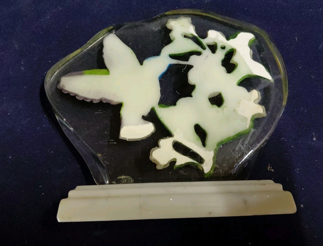 Vintage Lucite Hummingbirds Decor Art Reverse Painted