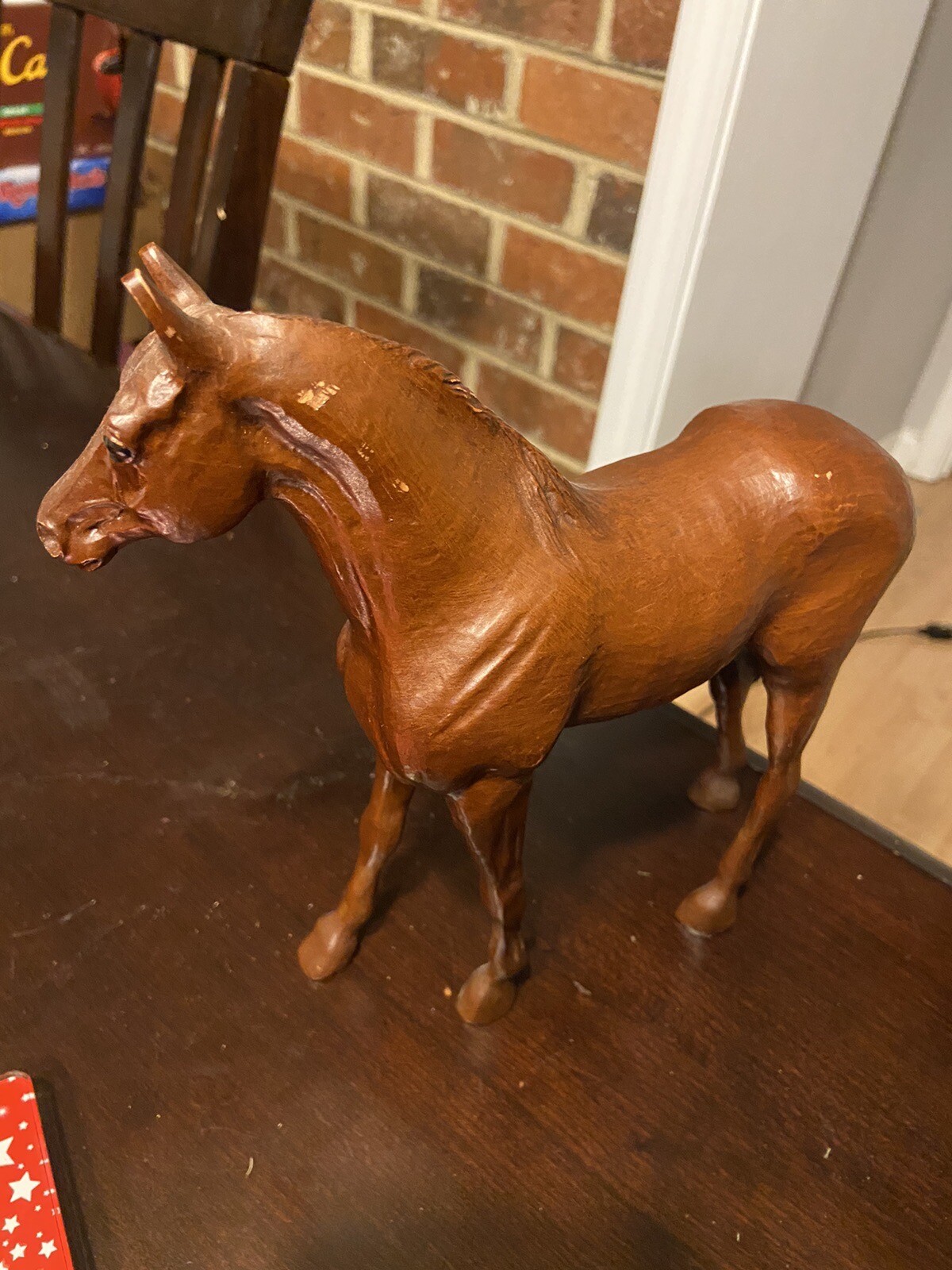 Red Mill Manufacturing Clydesdale Standing Horse 9” inches tall Wood P F Stone