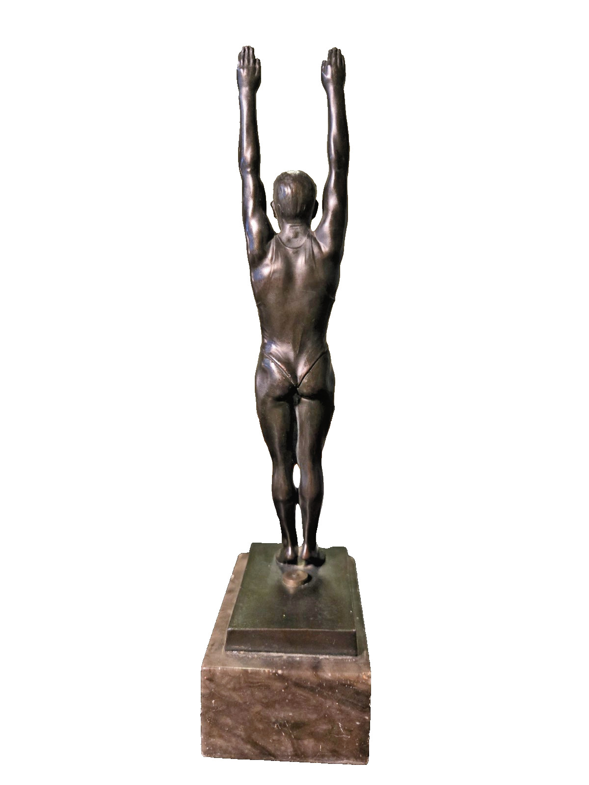 1931 Vintage Art Deco Swimmer Diver Trophy Statue Illinois Athletic Club IAC