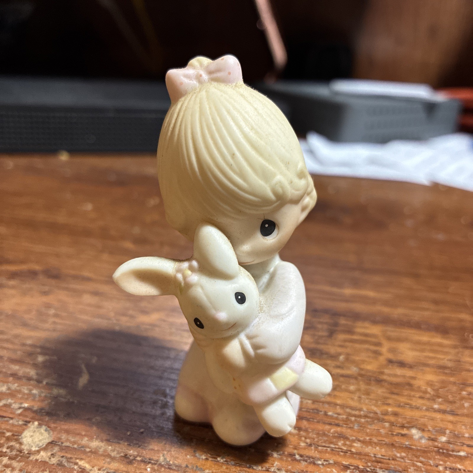 Lot of 3 bisque & ceramic Easter Figurines, 1 Precious Moments “Jesus Loves Me”