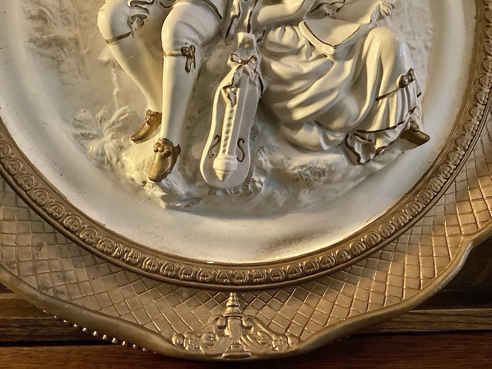 Vintage Alexander Backer Chalkware Wall Hanging Plaque Victorian (Set of 2)