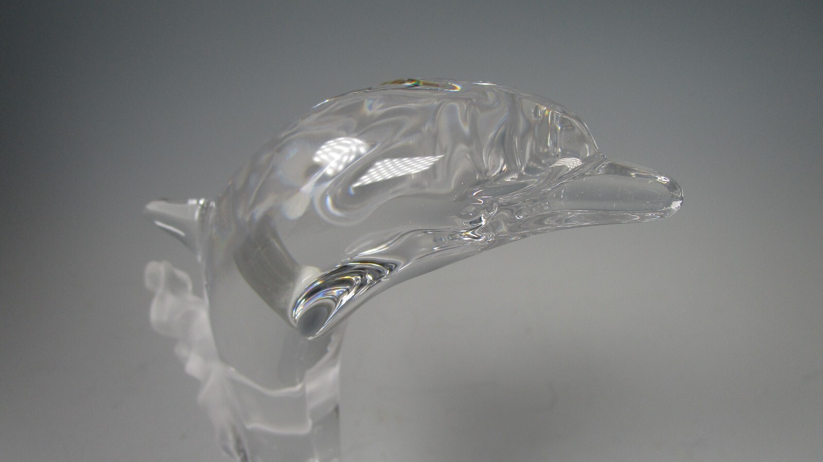 Lenox DOLPHIN & Waves Clear & Frosted Crystal Figurine Germany 7″ 1994