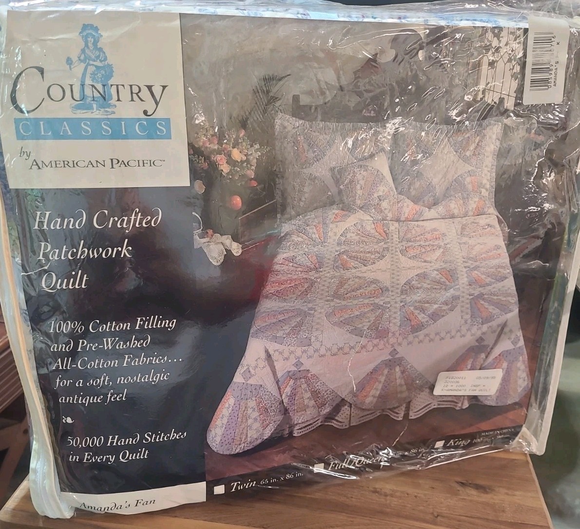 New Vintage Country Classics Hand Crafted Patchwork Quilt Amanda’s Fan 100×90