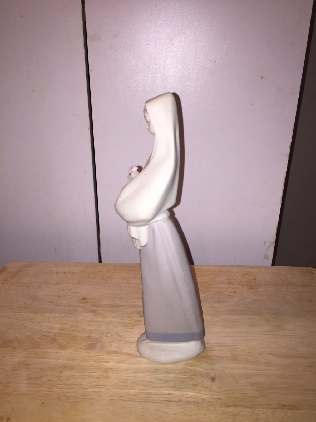 Vintage Lladro ? 11” Figurine Matte Glaze Woman Carrying Rooster Cock Made Spain