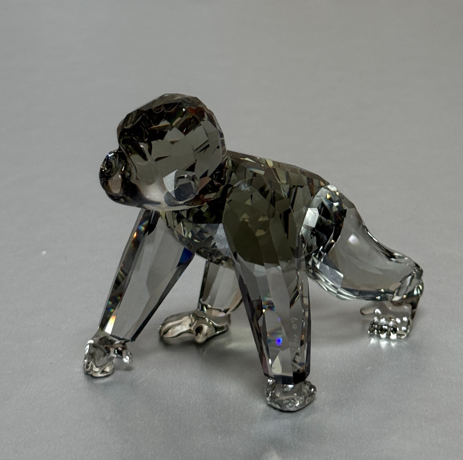 Swarovski Figurine Champion Gorilla Cub Black Dyamond Crystal 2.5″ Tall No Box
