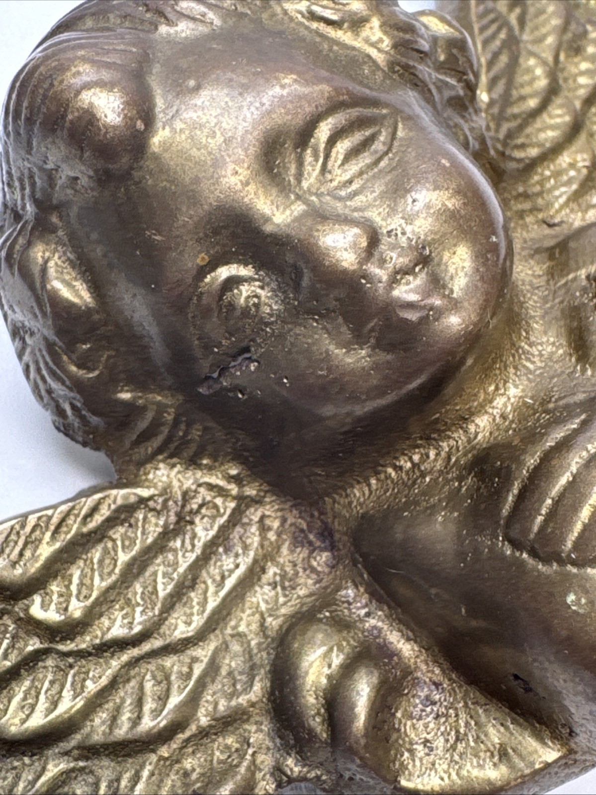 Vintage Brass Angel Cherub Wall Hanging Boudoir Whimsical Sculpture Figurine 5″