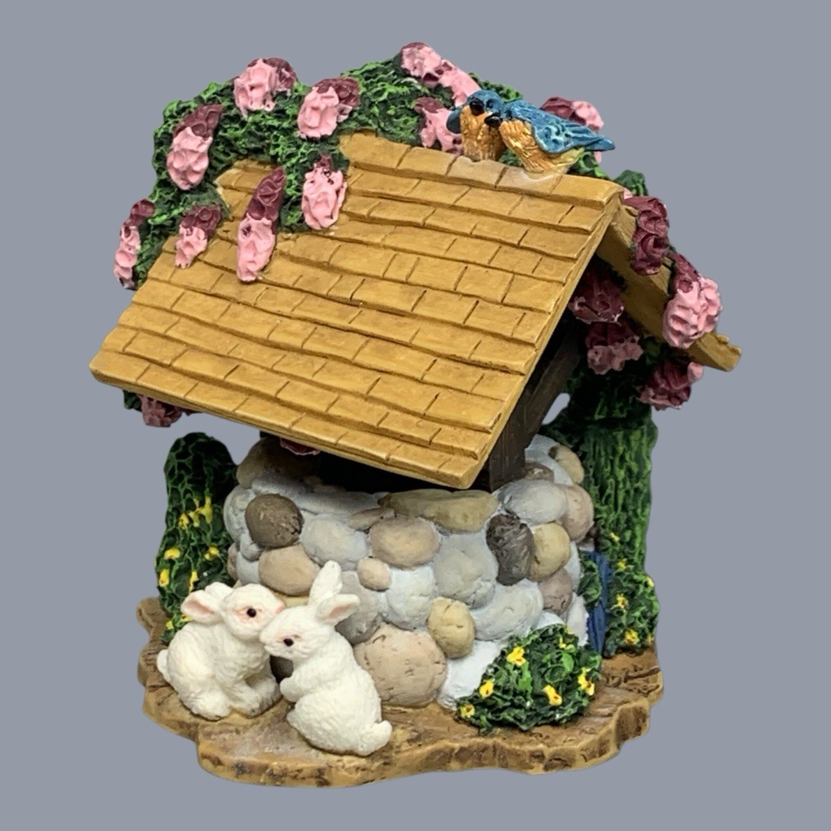 Brian Baker Wishing Well Wall Art / Figurine #01015 Rabbits & Bluebirds