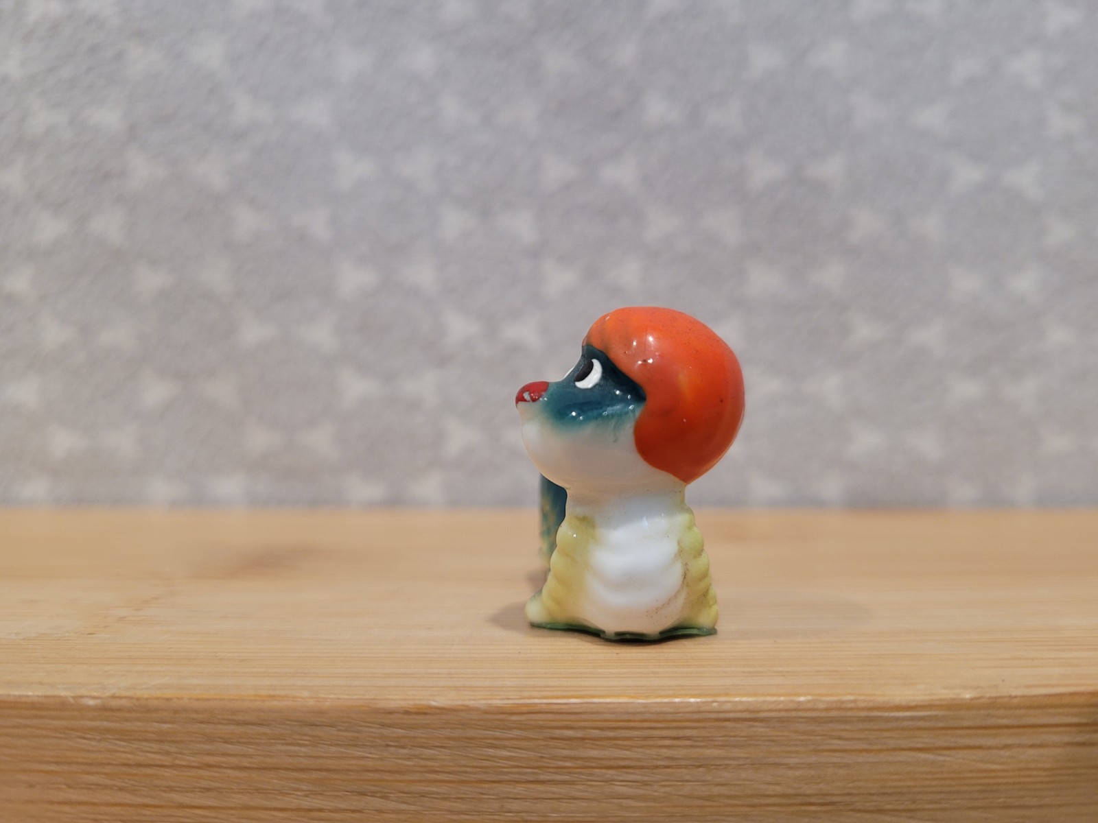 1950s Vintage Dojon Japan Caterpillar Worm Bug Green Ceramic Mini Figurine