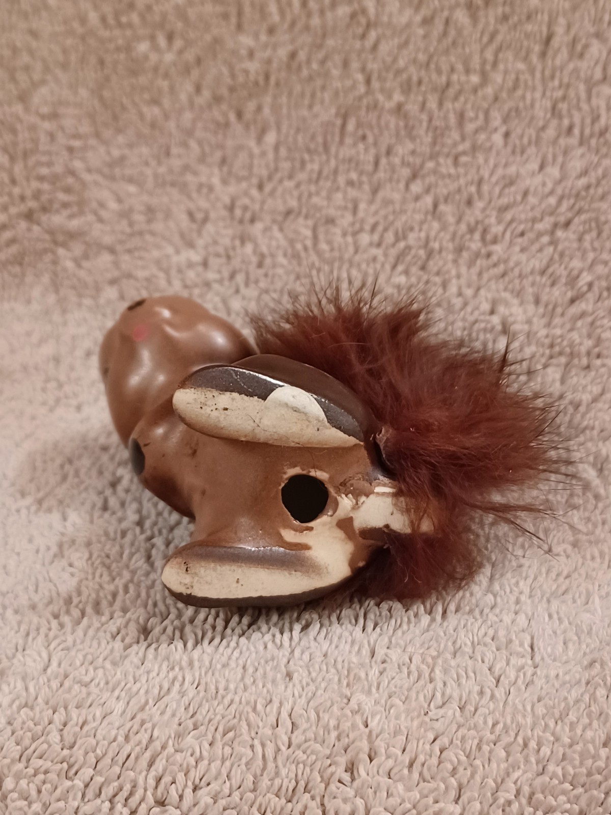 Vintage Enesco Ceramic Brown Sitting Squirrel Figurine with Bushy Furry Tail