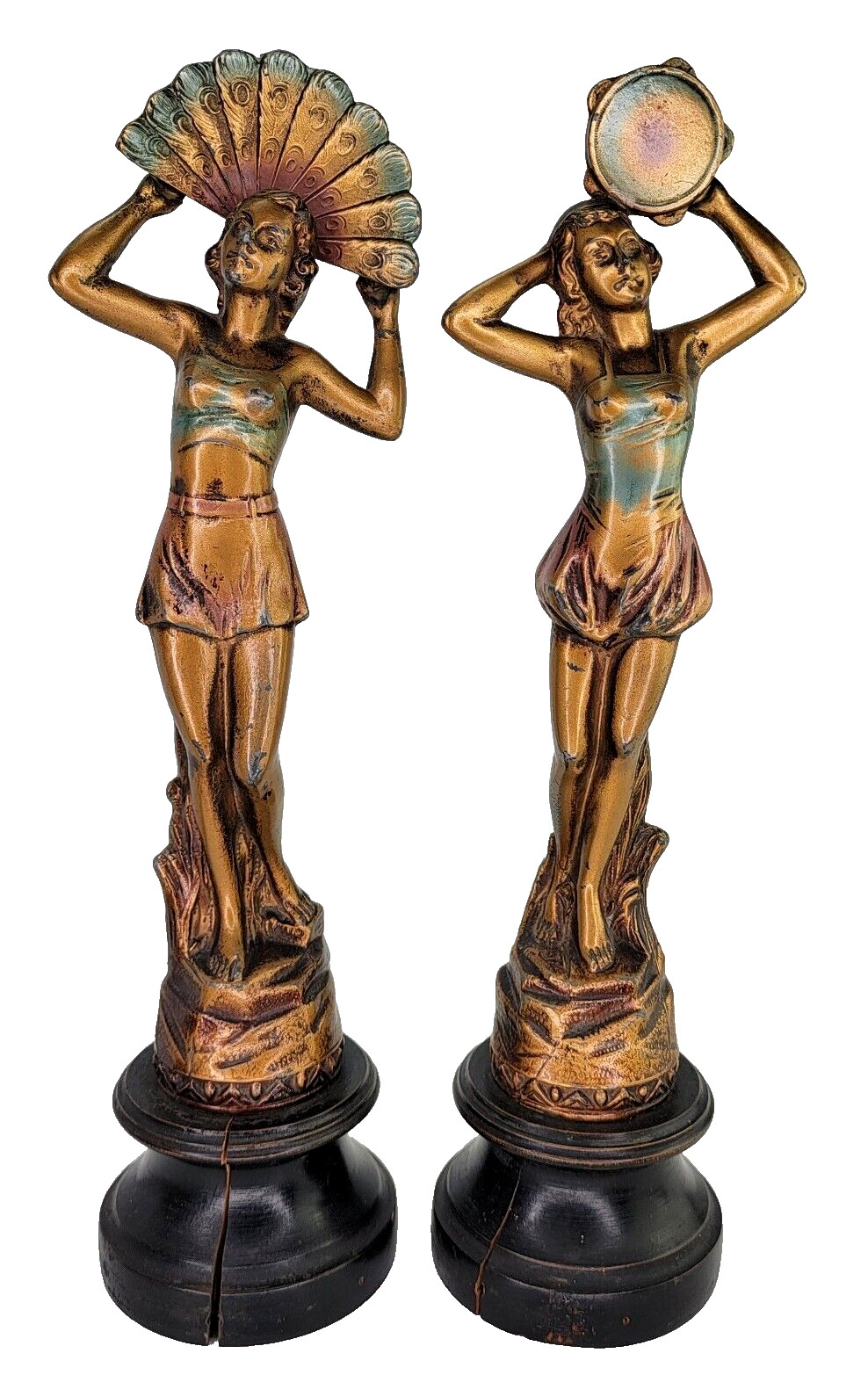 Vintage Pair of Art Deco Spelter Figurines La Danse and La Musique Statues 1920s