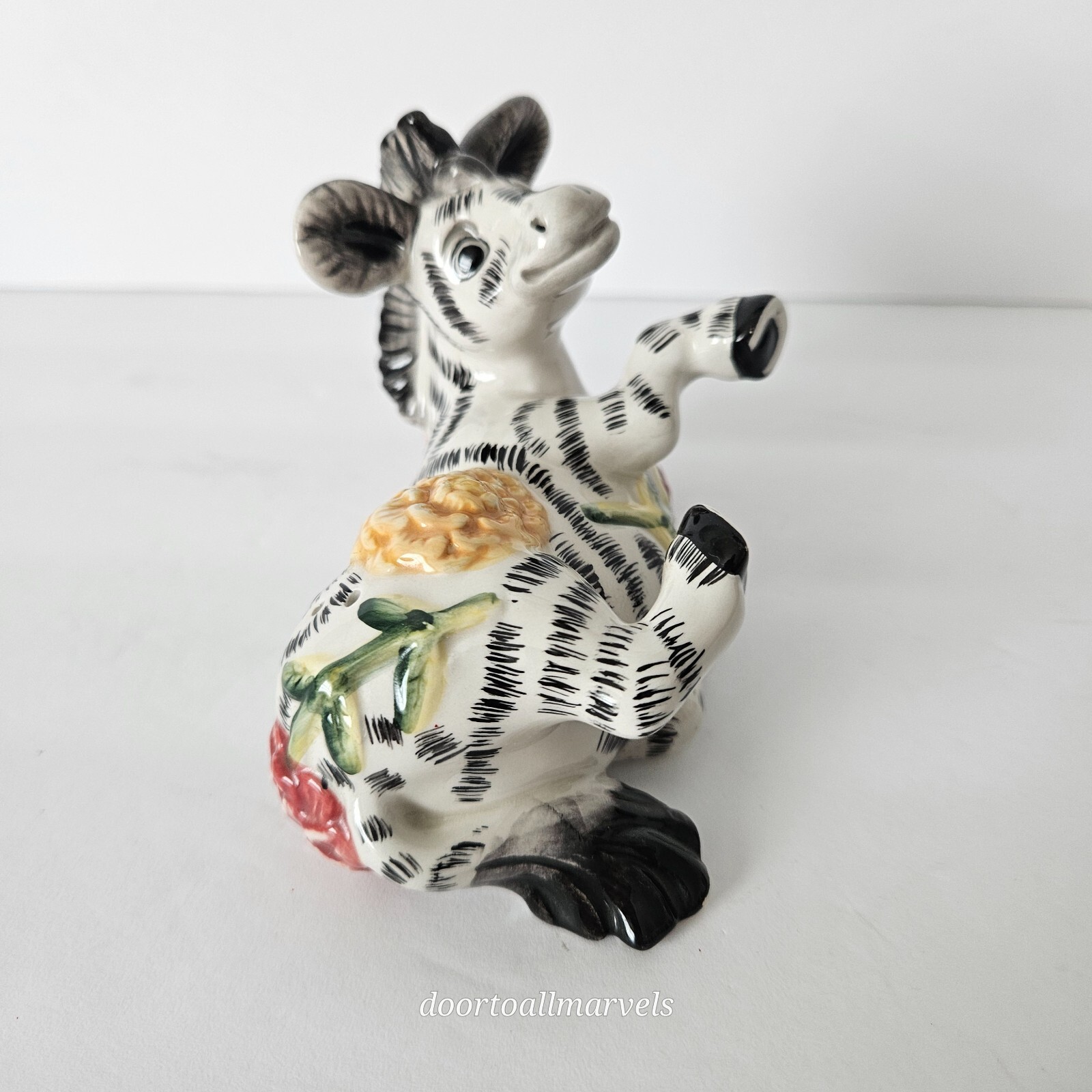 Vintage Fitz & Floyd Tumbling Zebra Figurine Whimsical 4.5″