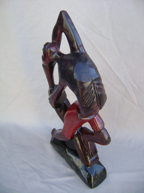 Wood Carved Sculpture Black Male Gymnast Athlete Figurine. 14″