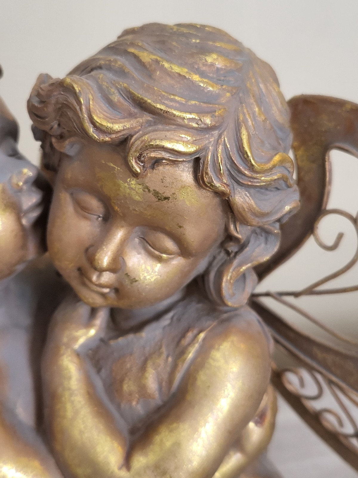 Cherub Angels Baroque Rocco Gold Shelf Sitter Wings Large Heavy Resin 8″ x 10″