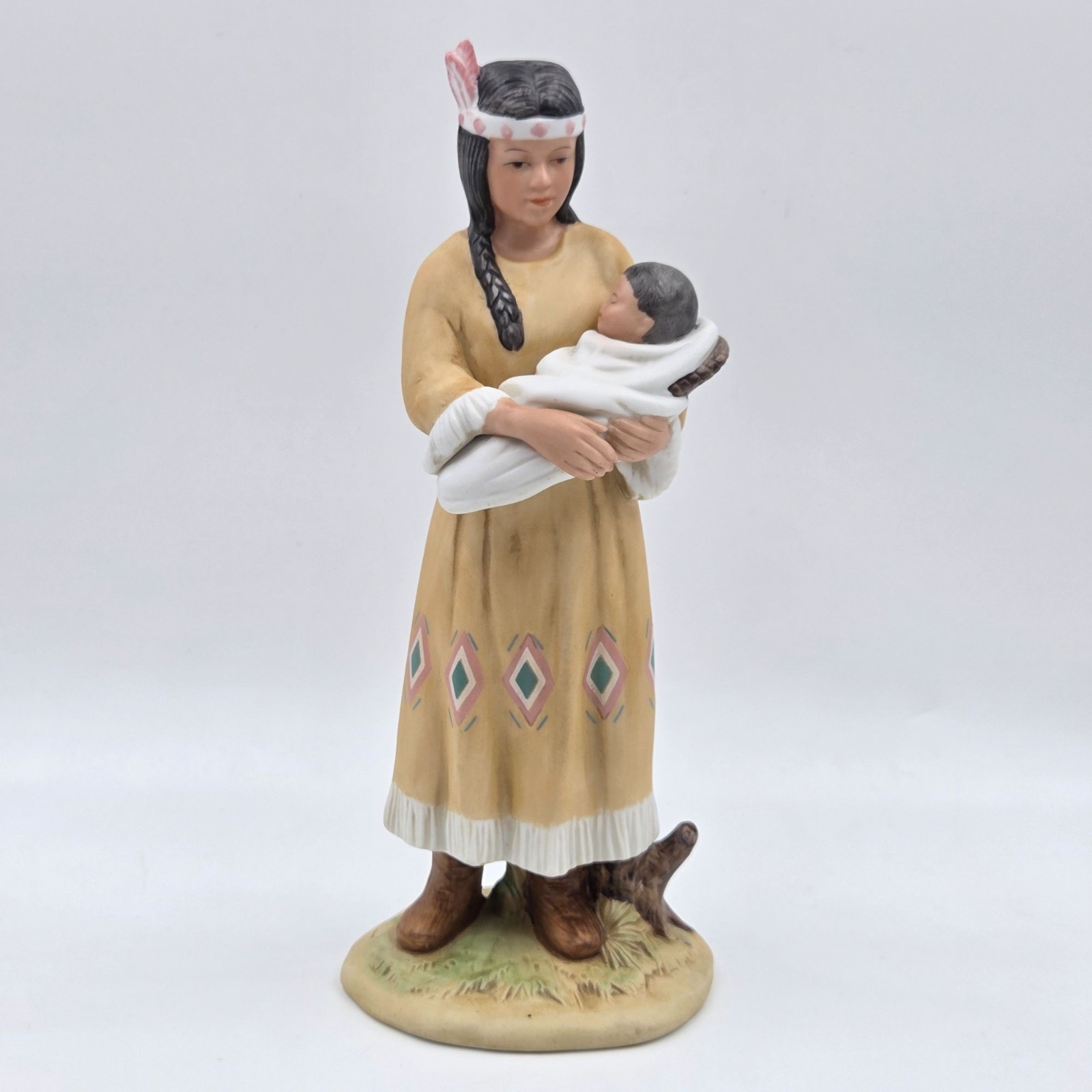 Homco Native American Woman Holding Baby Figurine #1447 Porcelain 1990s