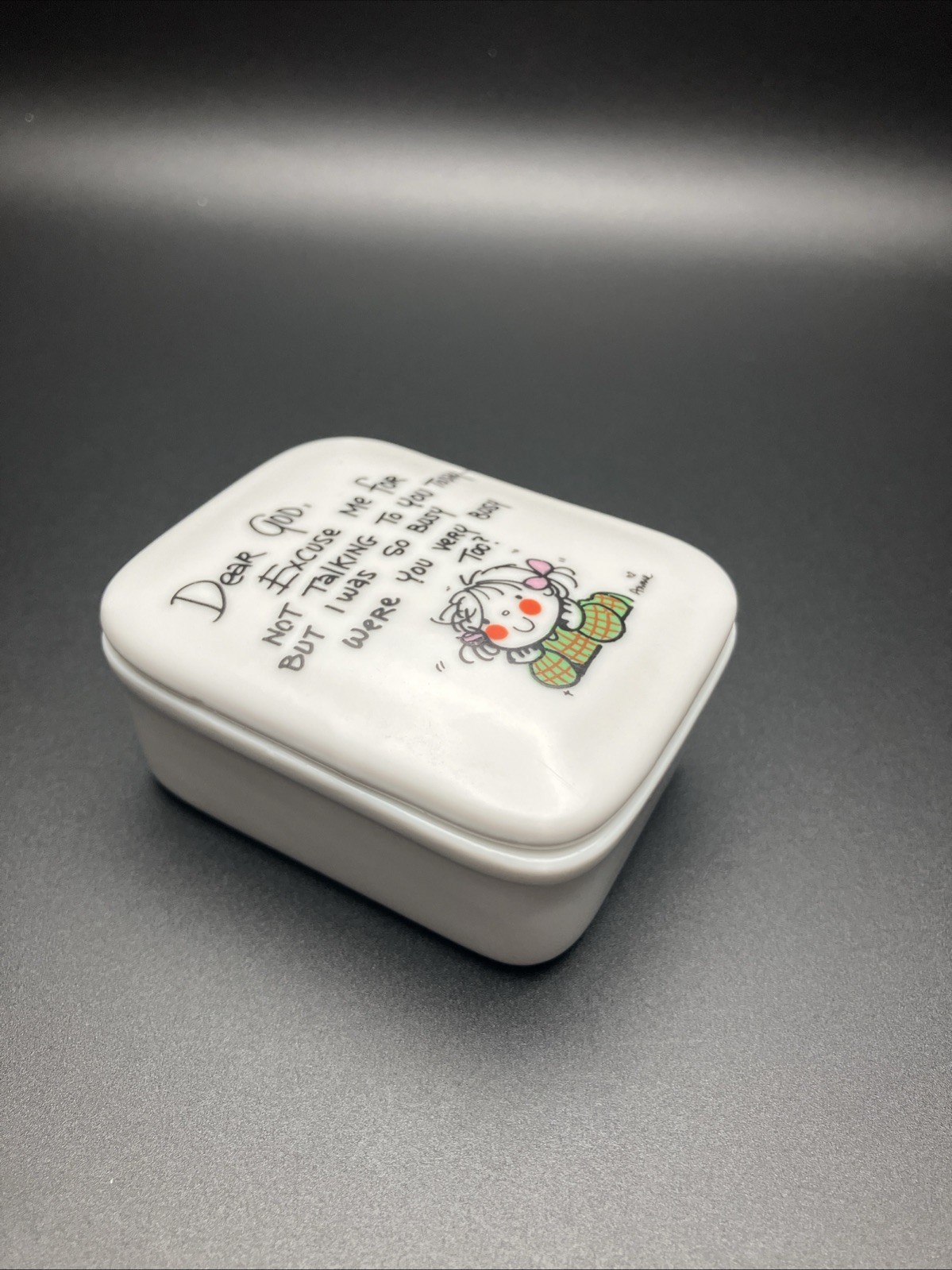 Vintage 1983 Enesco Dear God Small Trinket Box