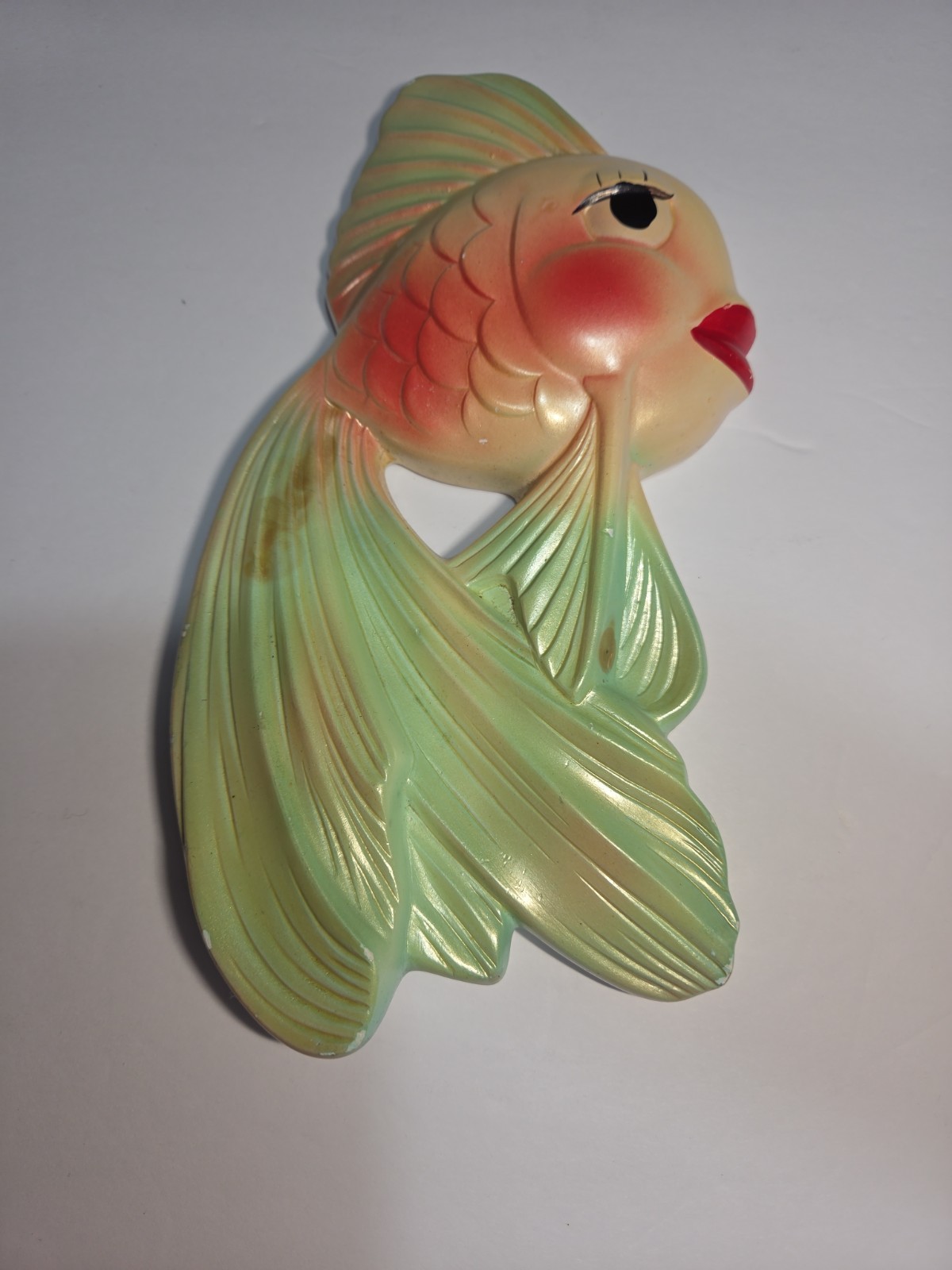 Vintage Anthropomorphic Fish Wall Plaques Pair Mid Century Retro Bathroom Decor