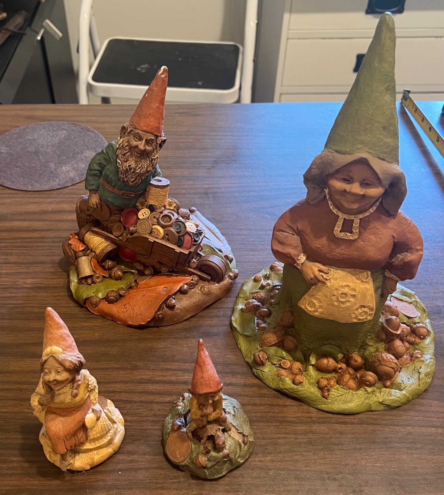 Vtg Tom Clark Cairn Studio & Mann Gnome Lot of 4 Fig Signed Mom Bonnie Taylor
